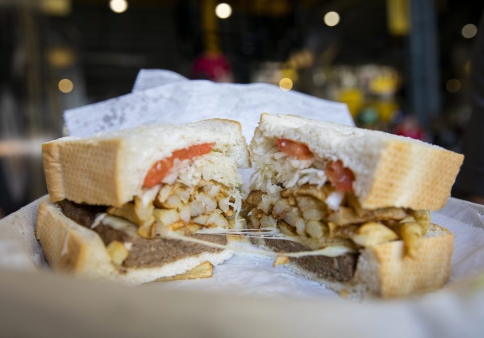 A hot and fresh Primanti Bros. sandwich at Acrisure Stadium.