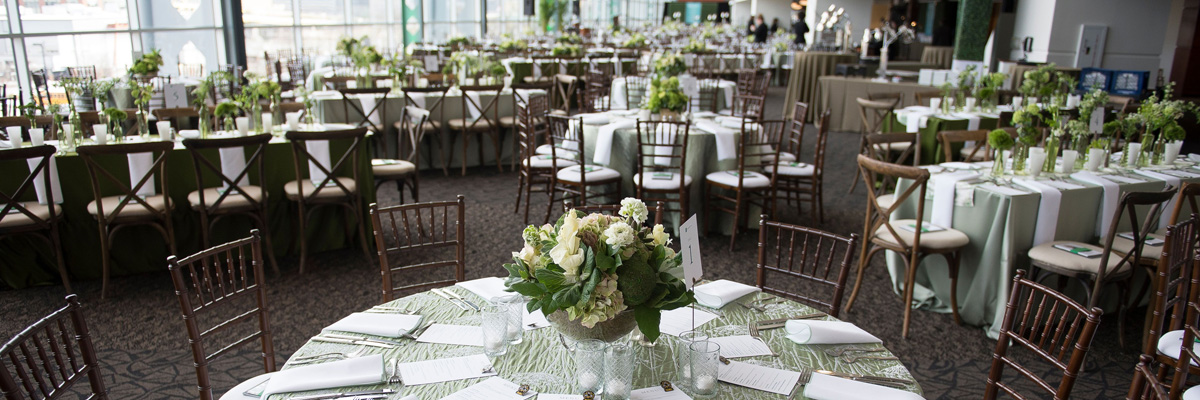 An event space set up for a formal event