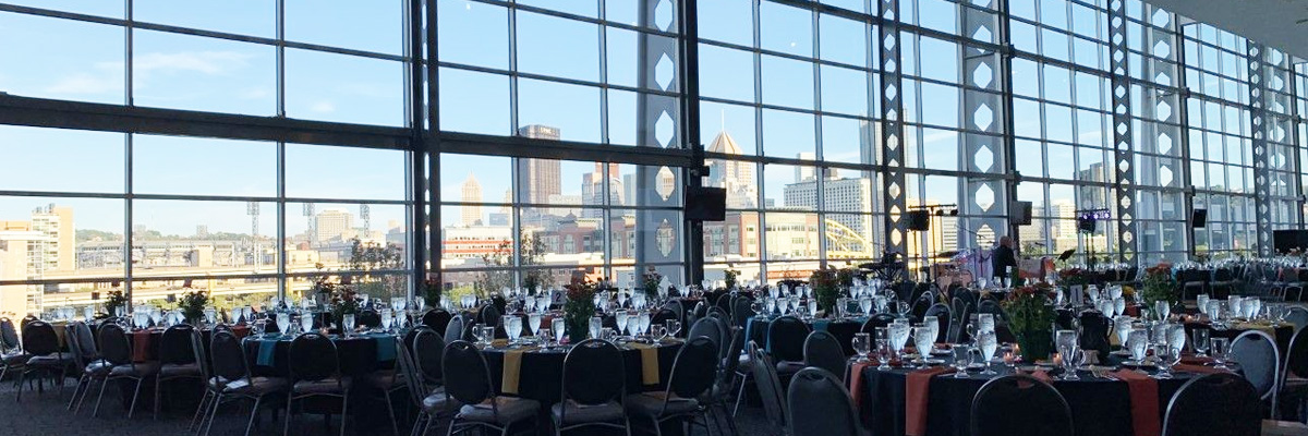 The UPMC Club set up for a formal dinner event