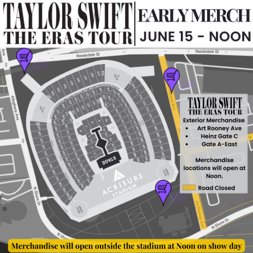 Taylor Swift | The Eras Tour early merchandise locations map