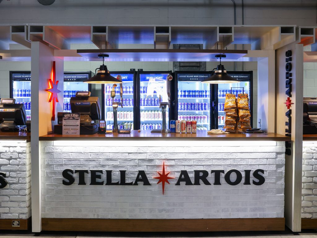 A Stella Artois beer station at Acrisure Stadium
