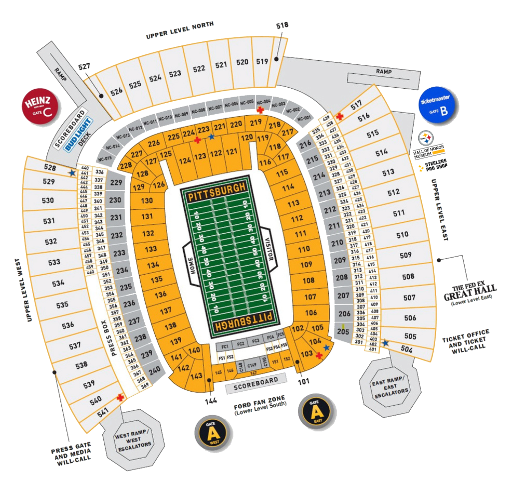 Maps and Seating Charts - Acrisure Stadium in Pittsburgh, PA