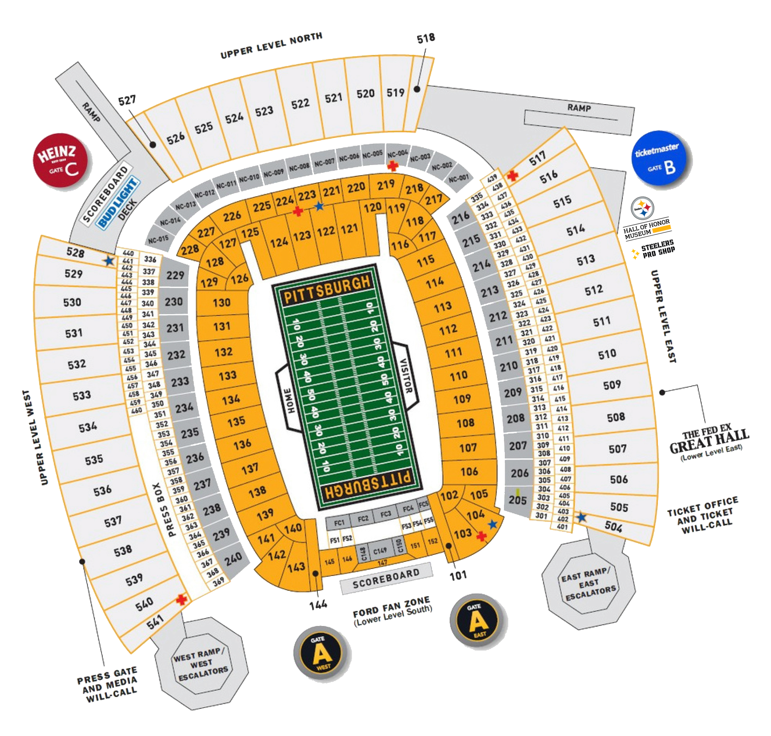 Maps and Seating Charts - Acrisure Stadium in Pittsburgh, PA
