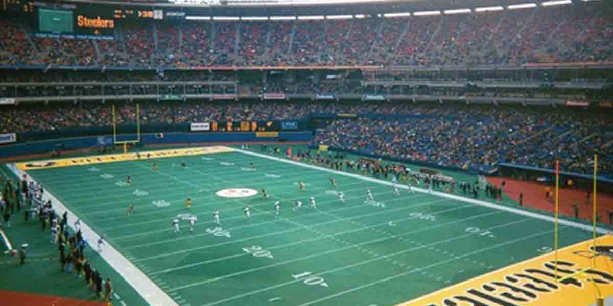 The Pittsburgh Steelers playing their first game in Three Rivers Stadium against the Houston Oilers on Sept. 20, 1970.